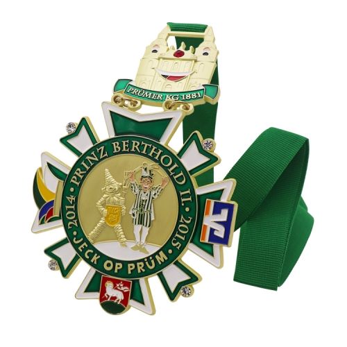 Custom party casting matt brass green transparent soft enamel karnival medals